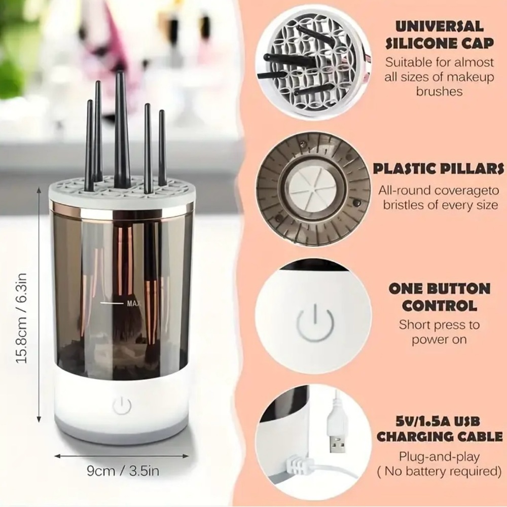 Makeup Brush Cleaner USB Plug Portable Electric - Picture 7 of 9